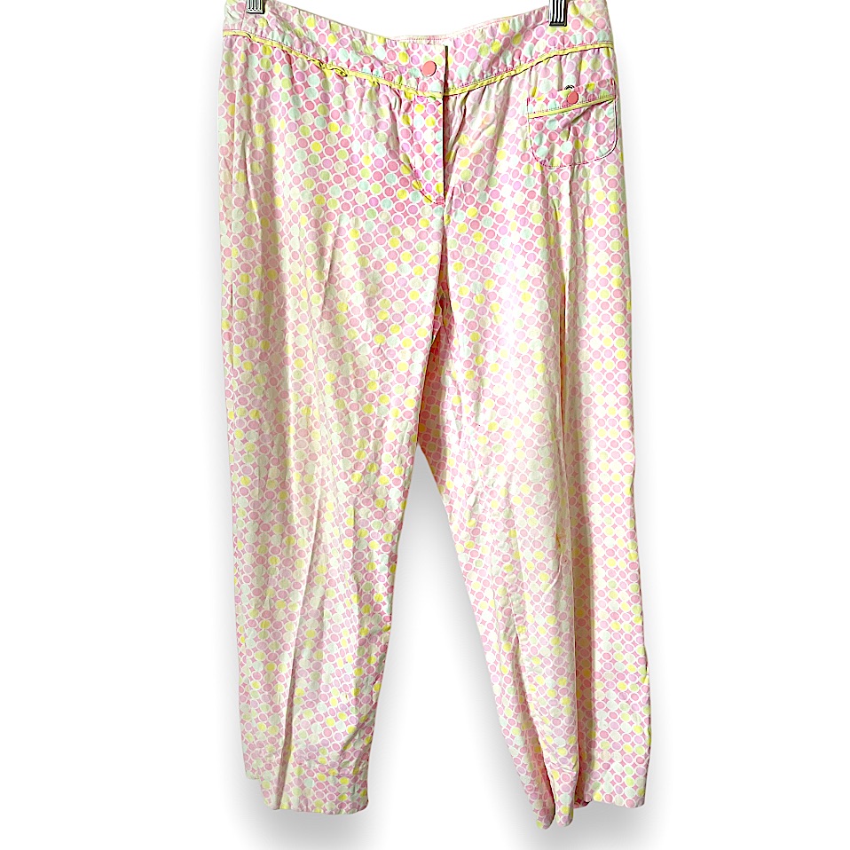 Sigrid Olson Pastel Geometric Pink Yellow Green Pants 8